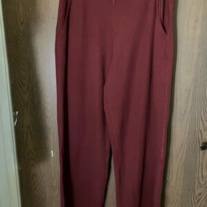 Burgundy Ribbed Knit Pants